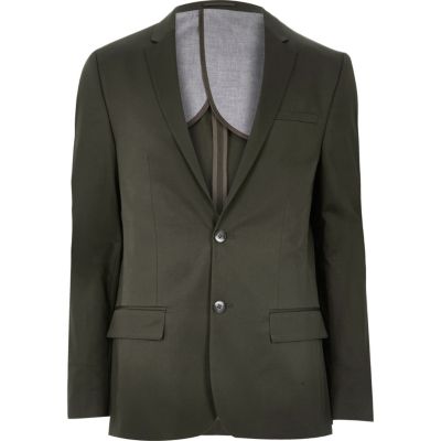 Olive green skinny fit suit blazer